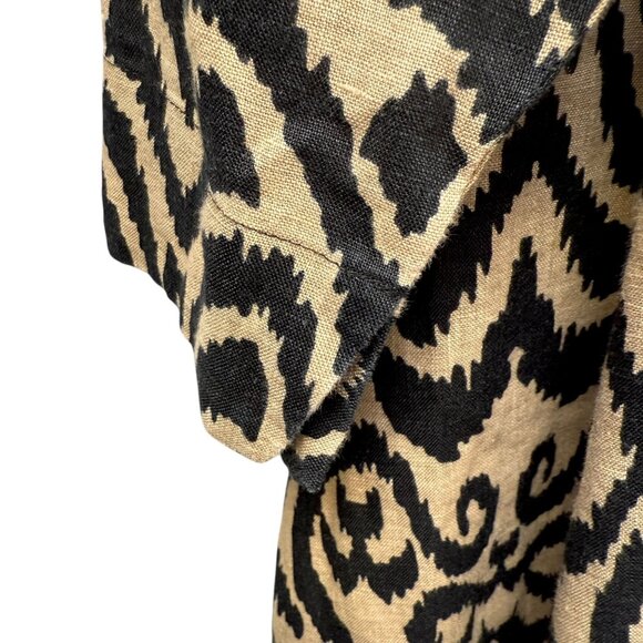 JONES NY Linen Top Plus Size 3X Black Tan Ikat Womens Tunic - Picture 6 of 10